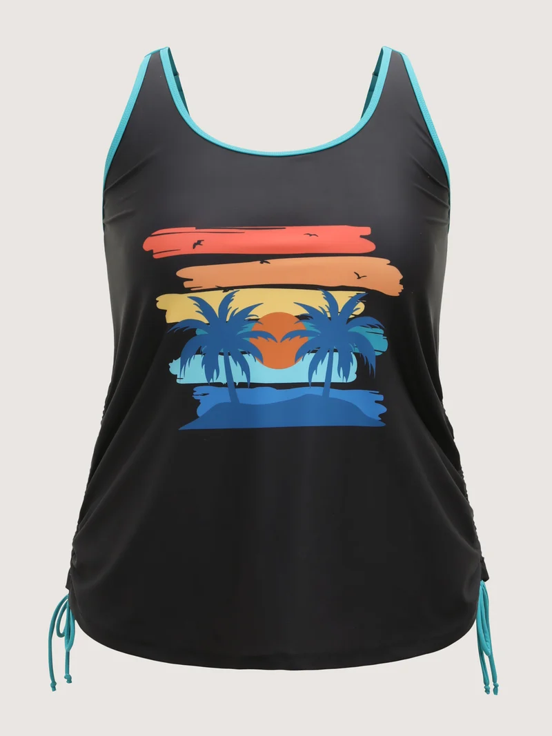 Tropical Vibrance Side Drawstring Swim Top