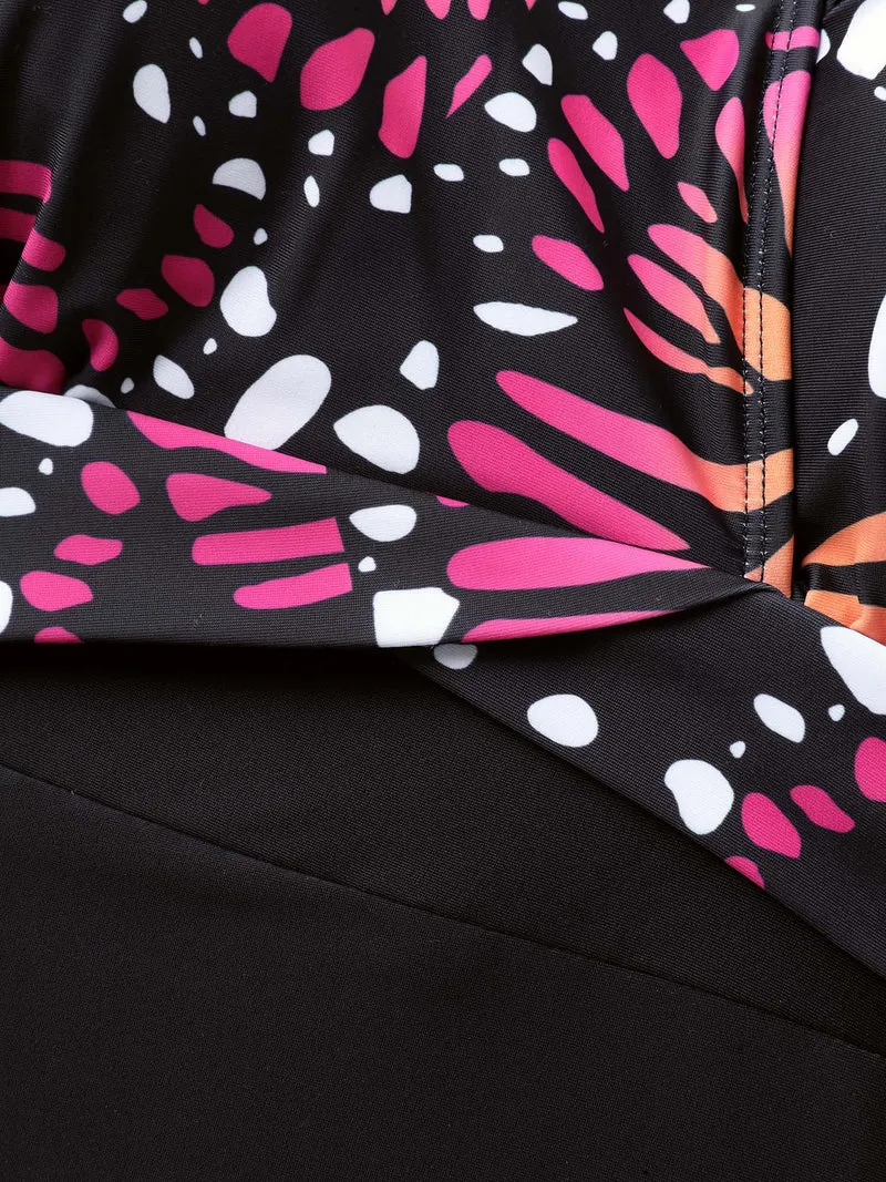 Two-Piece Butterfly Pattern Sarong Swimsuit
