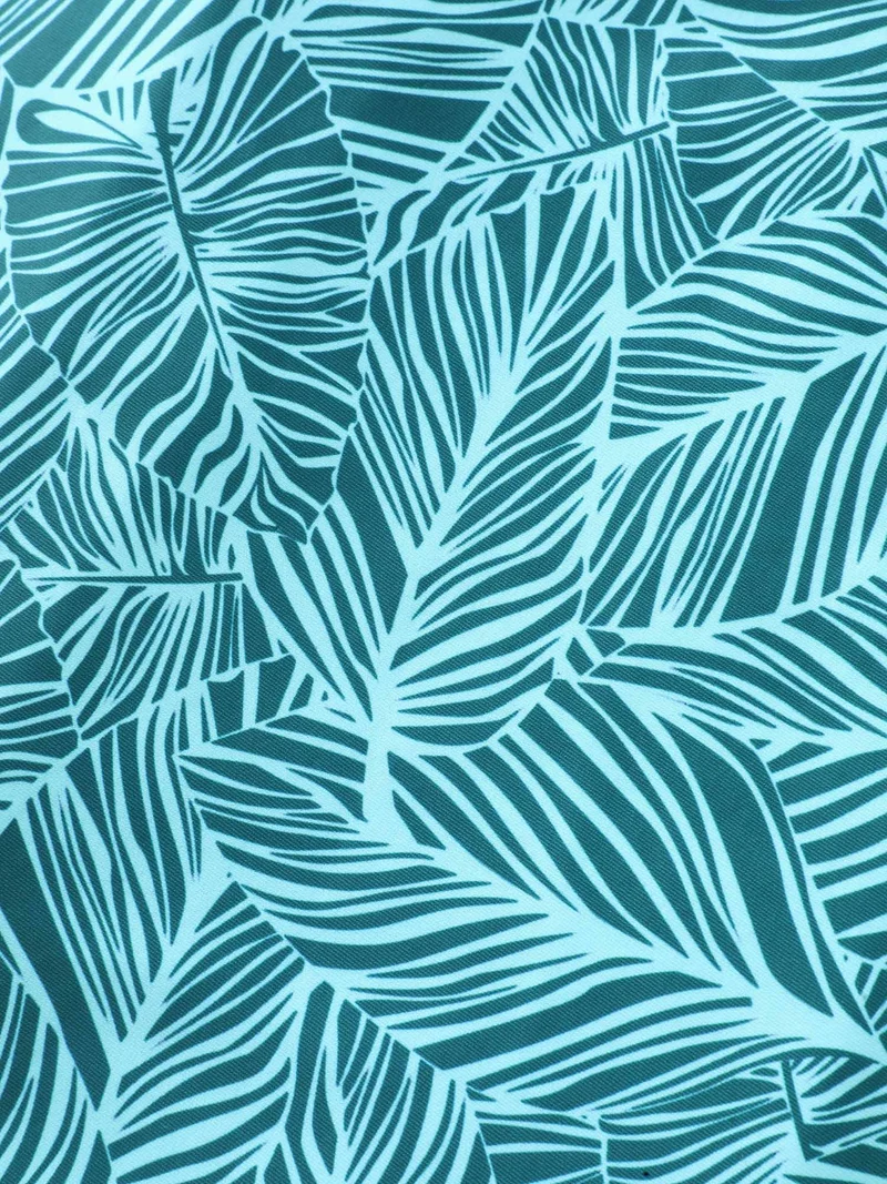 Leafy Print Fit and Flare Swim Dress