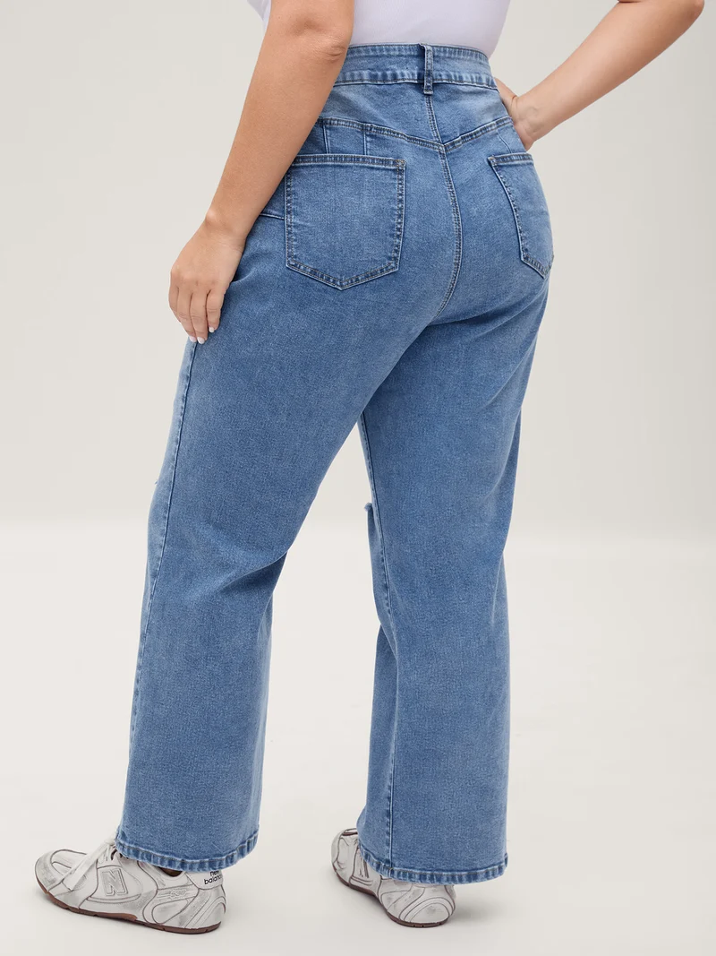 Stretchy Ripped Flared Hem Jeans