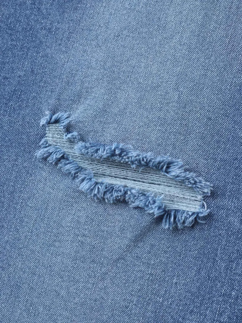 Stretchy Ripped Flared Hem Jeans