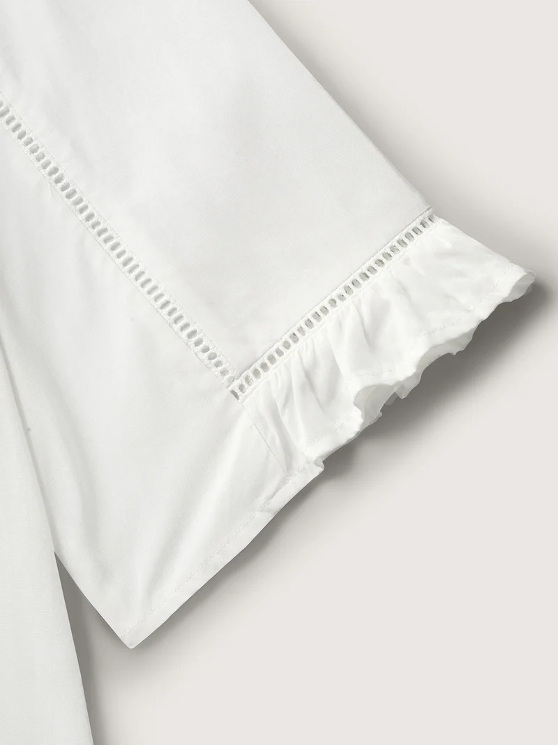 Lace Spliced Button Detail Blouse