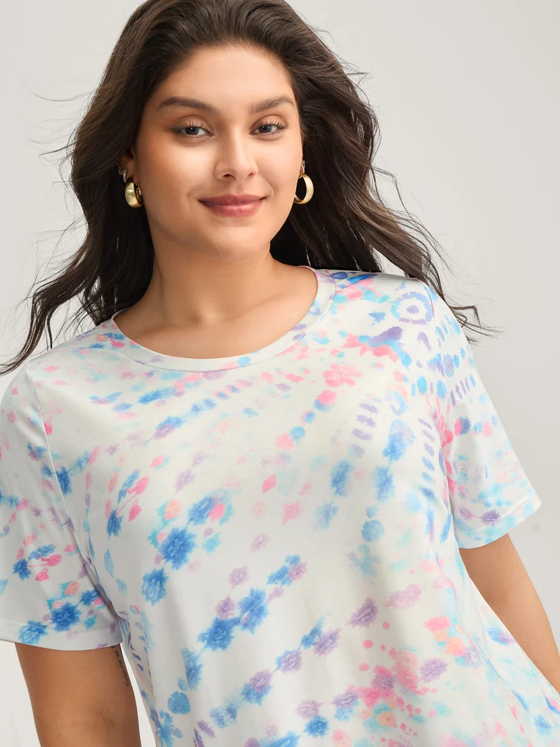 Tie-Dye Ombre Round Neck T-Shirt