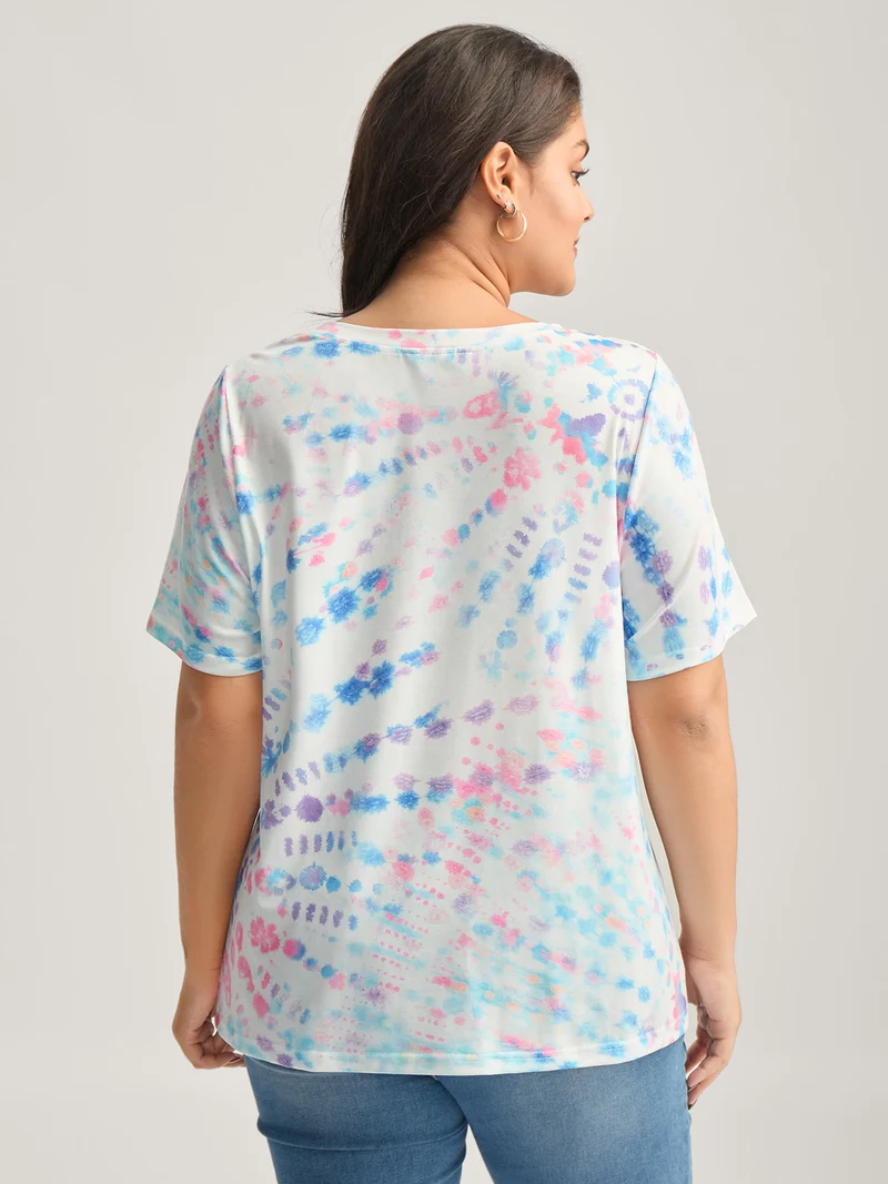 Tie-Dye Ombre Round Neck T-Shirt