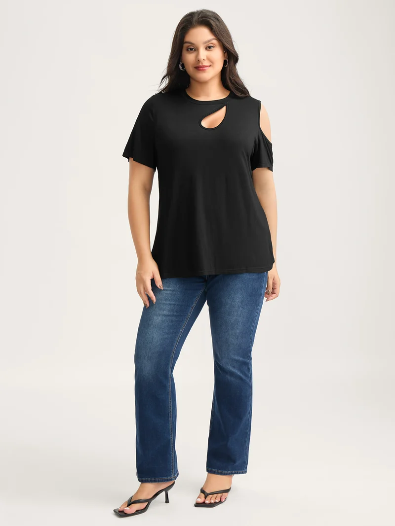 Supersoft Solid Cut-Out Shoulder T-Shirt