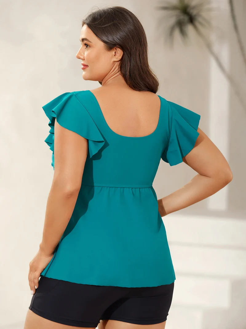 Twist Front Fit and Flare Swim Top