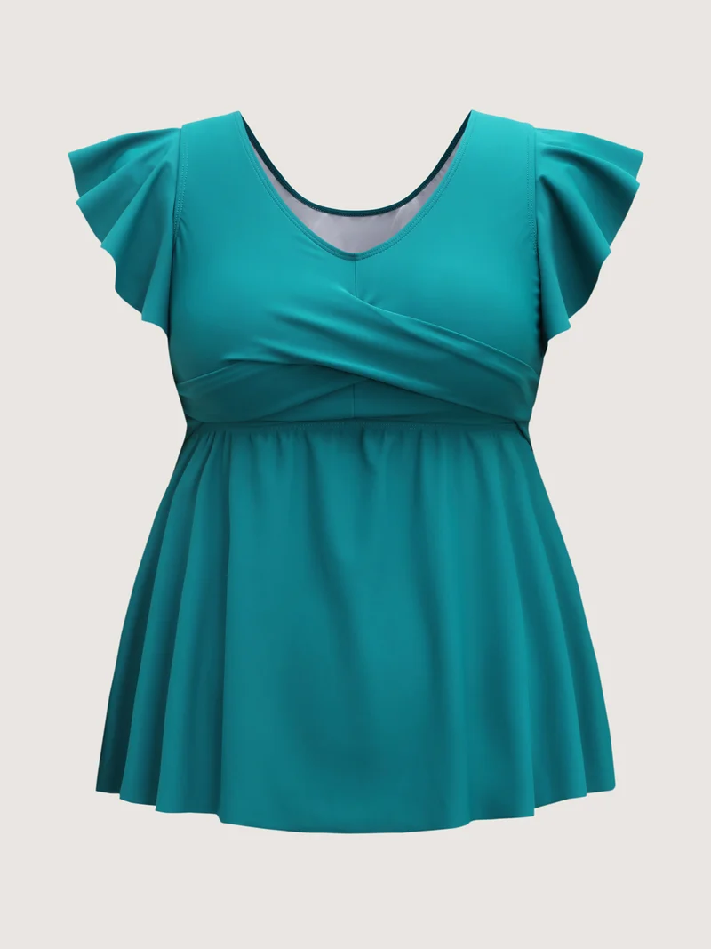 Twist Front Fit and Flare Swim Top
