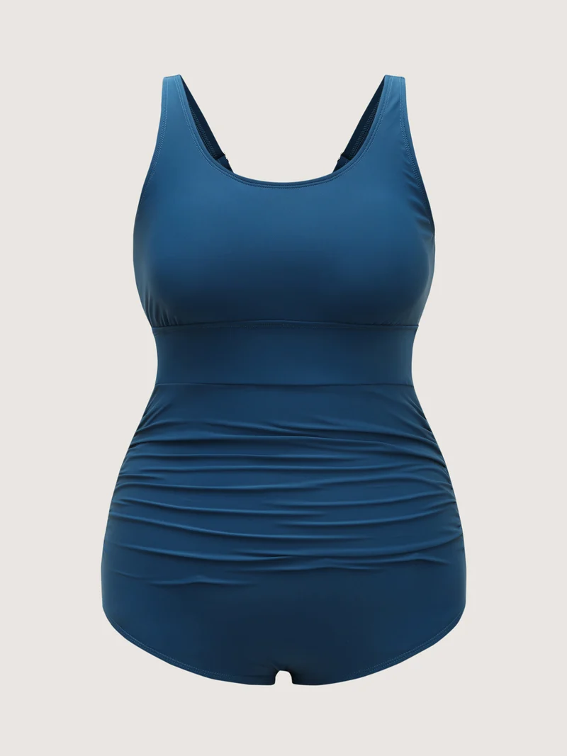Ruched Solid One-Piece Swimsuit