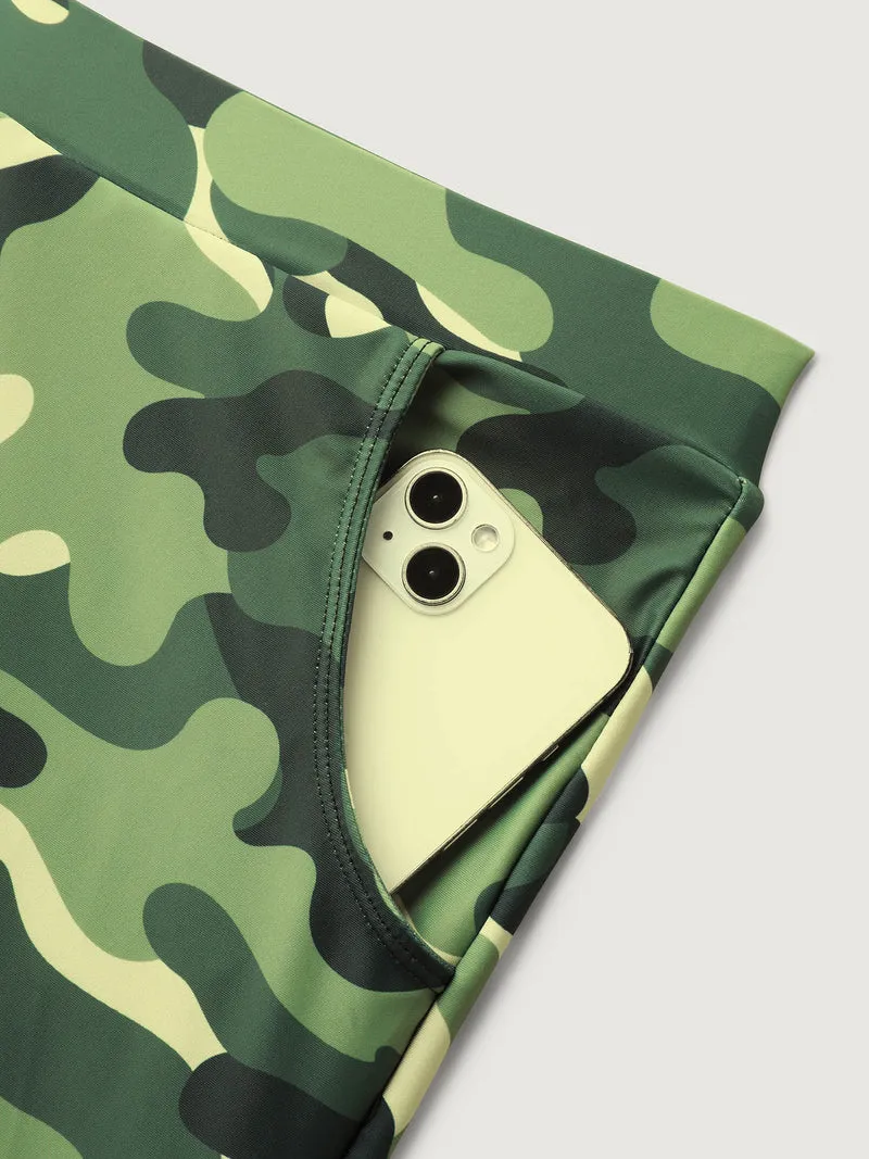 Camouflage Print Pockets Swim Bottoms