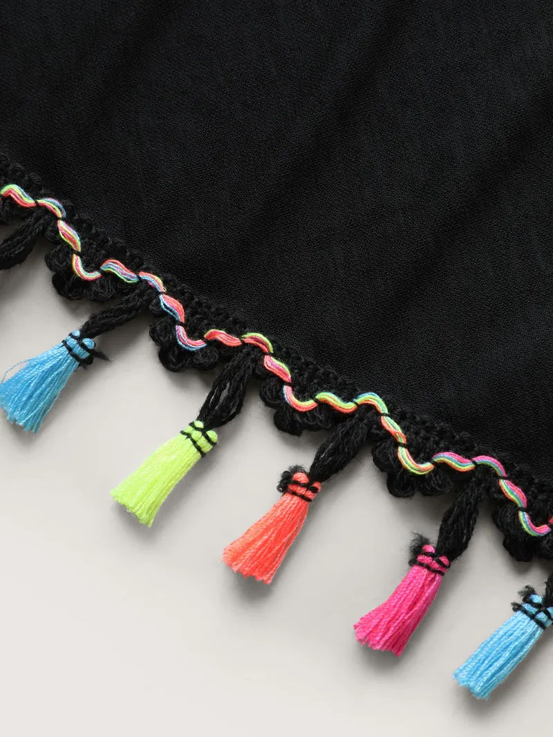 Wrap-Style Tassels Kimono