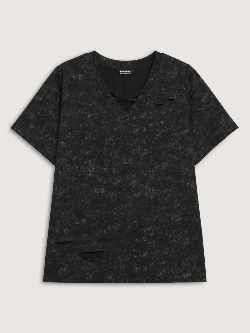 Vintage Cut-Out Solid T-Shirt