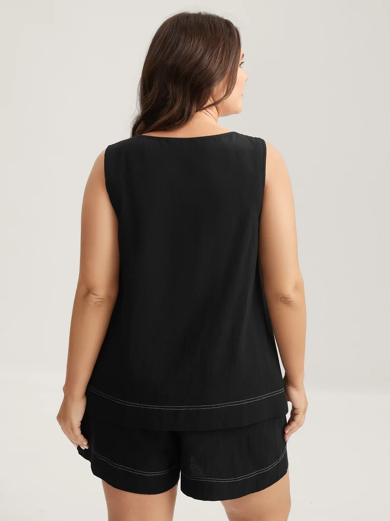 Cotton Color Contrast Seamed Co-ord Set