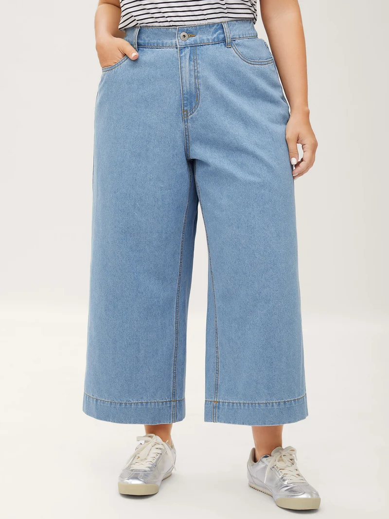 Stretchy Waist Flared Hem Jeans