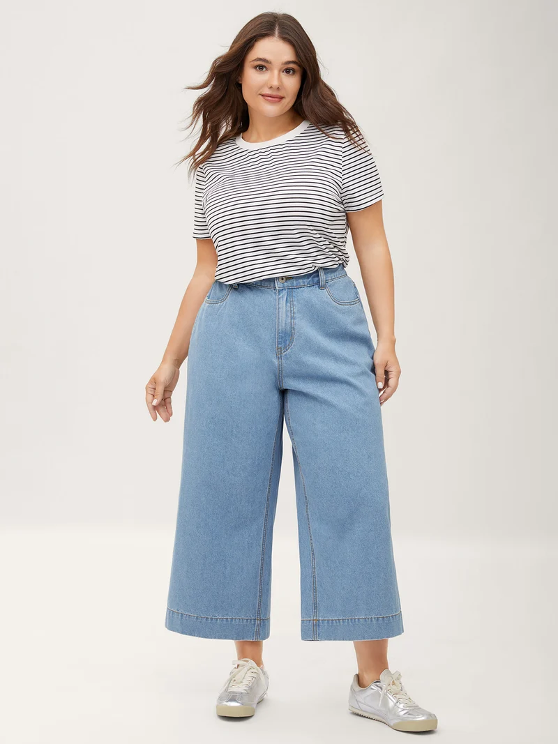 Stretchy Waist Flared Hem Jeans