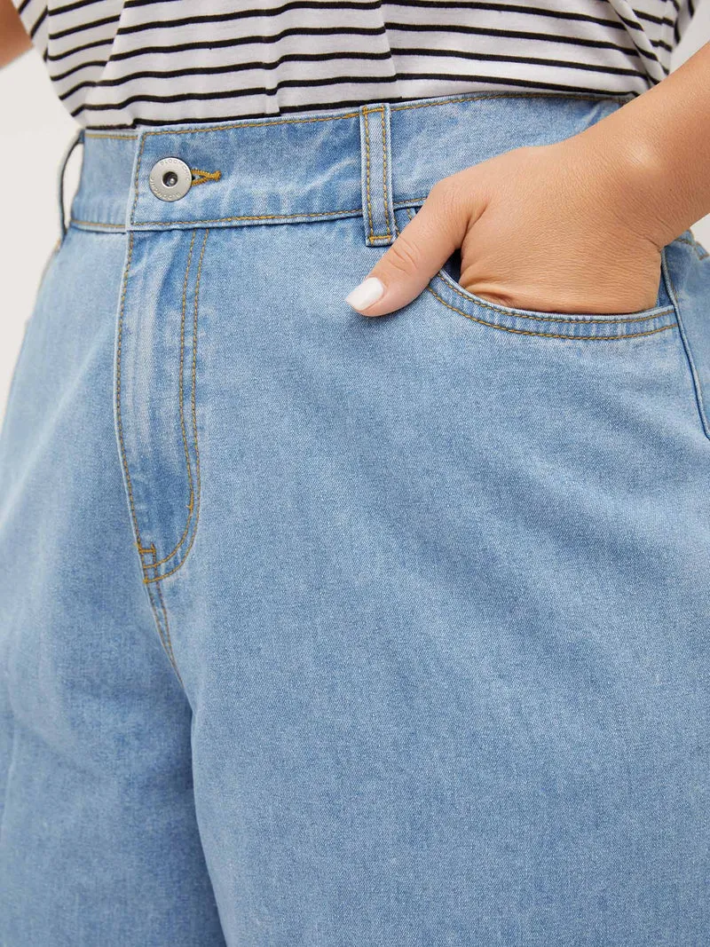 Stretchy Waist Flared Hem Jeans