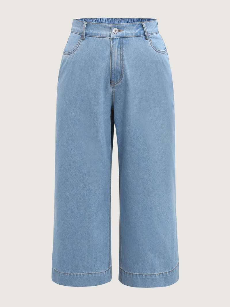 Stretchy Waist Flared Hem Jeans