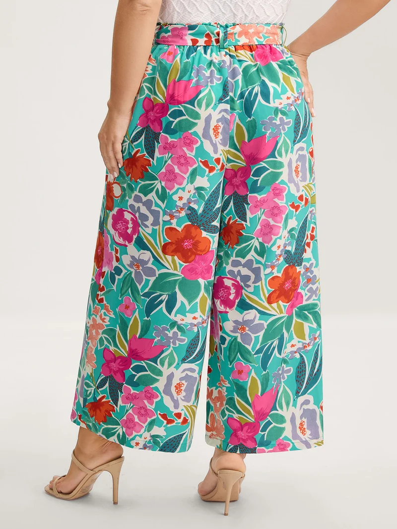 Groovy Floral Print Wide-Leg Pants