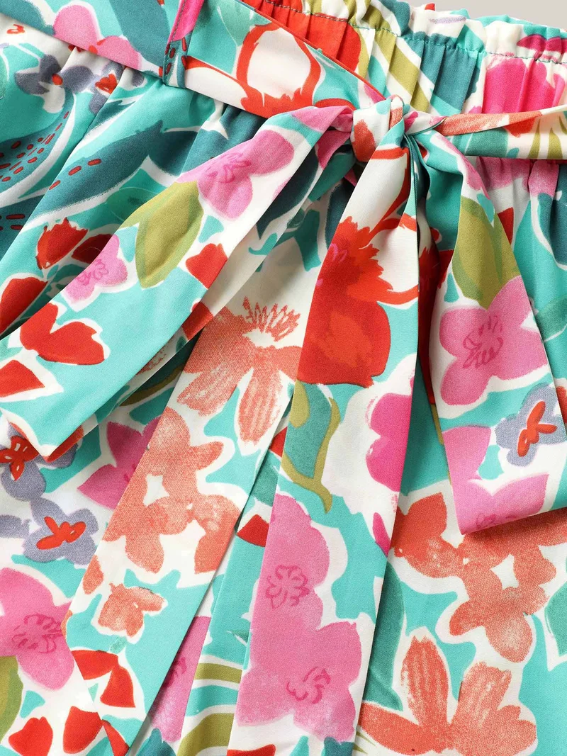 Groovy Floral Print Wide-Leg Pants
