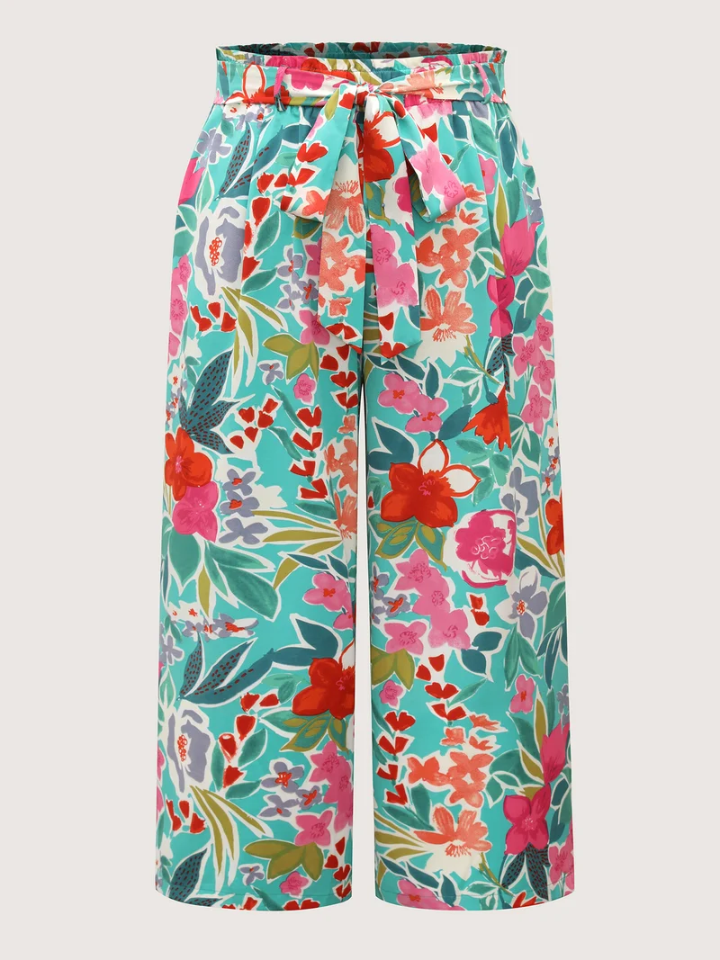 Groovy Floral Print Wide-Leg Pants