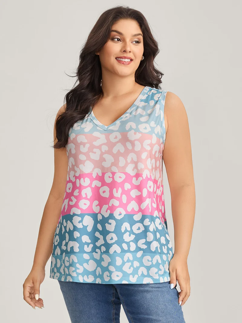 Leopard Print Color Gradient Tank Top