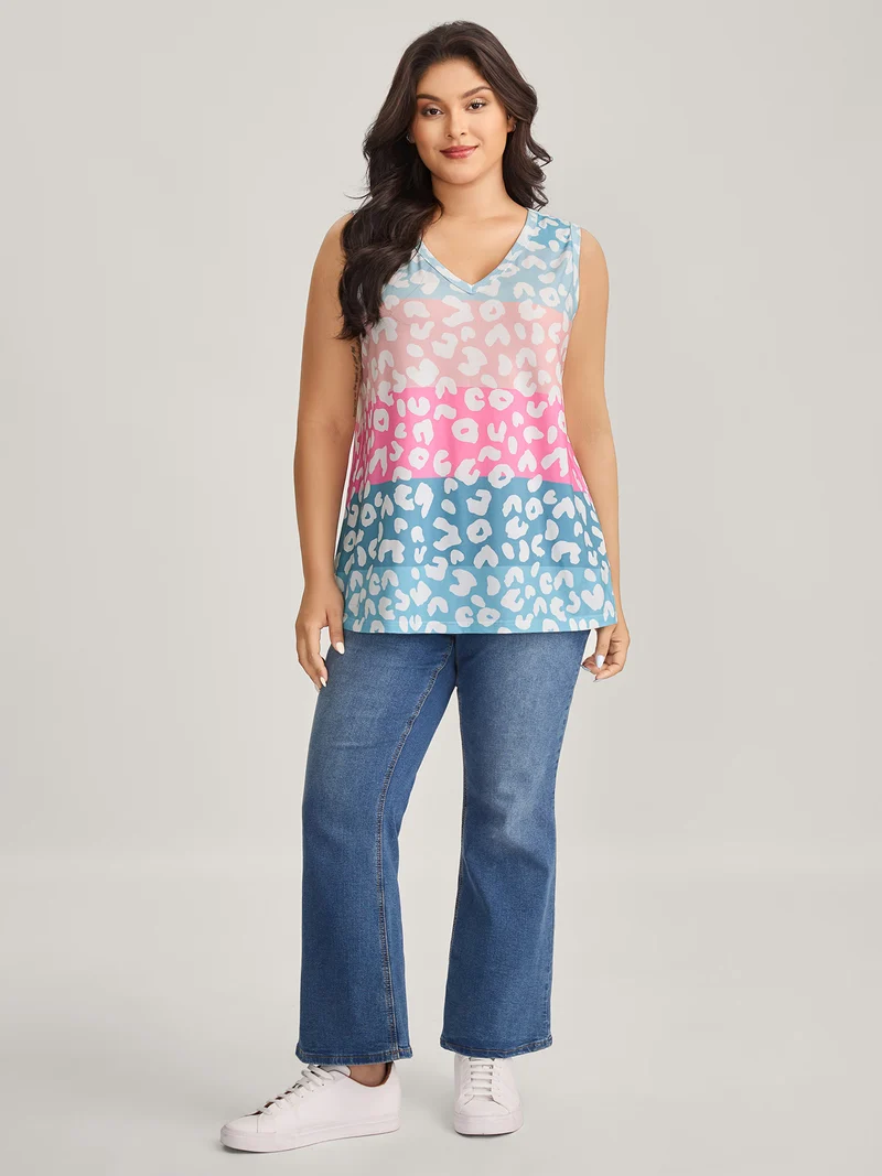 Leopard Print Color Gradient Tank Top
