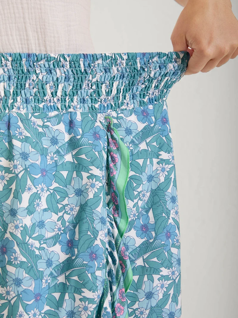 Floral Ruffled Wrap Midi Skirt