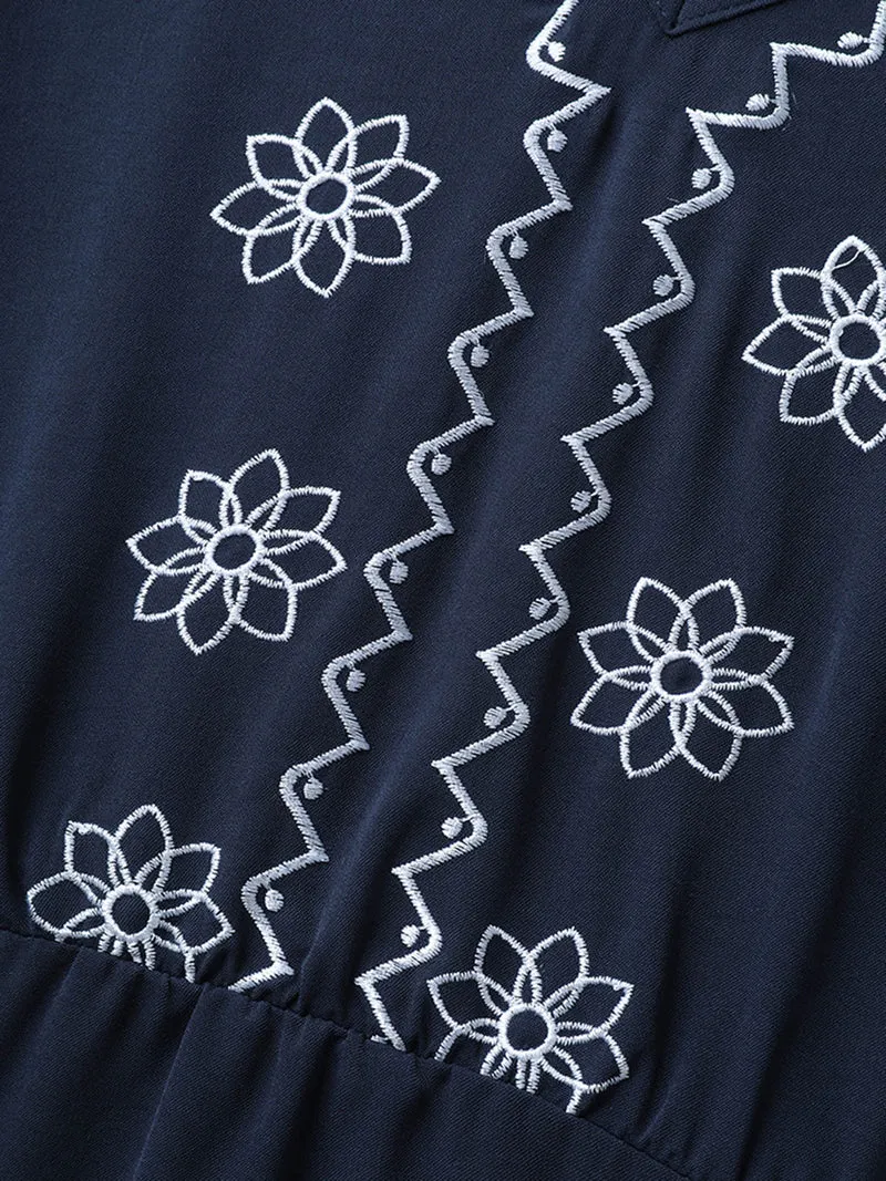 Boho Embroidery Babydoll Top