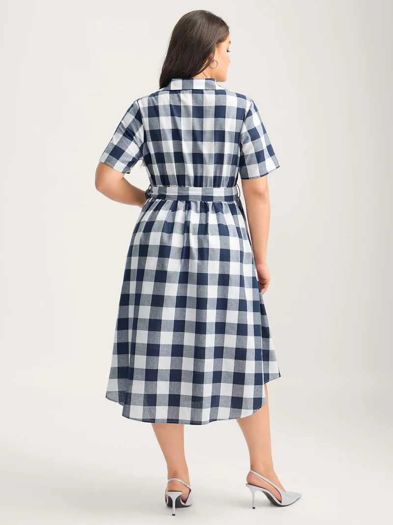 Pure Cotton Check Pattern Shirt Dress