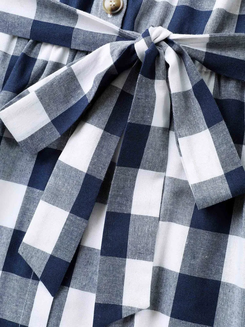 Pure Cotton Check Pattern Shirt Dress
