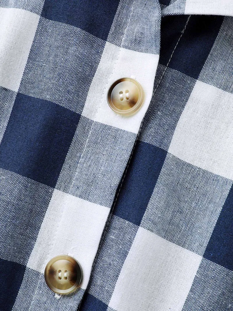 Pure Cotton Check Pattern Shirt Dress