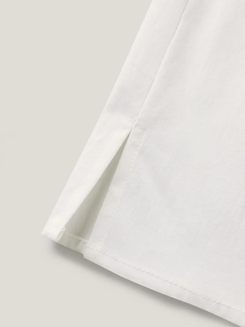 Toothpick Pleats Notched Collar Solid Blouse