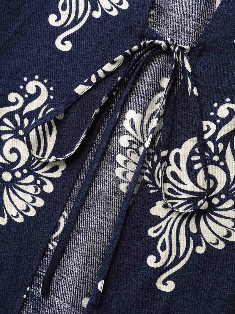 Boho Print Tassels Hem Kimono