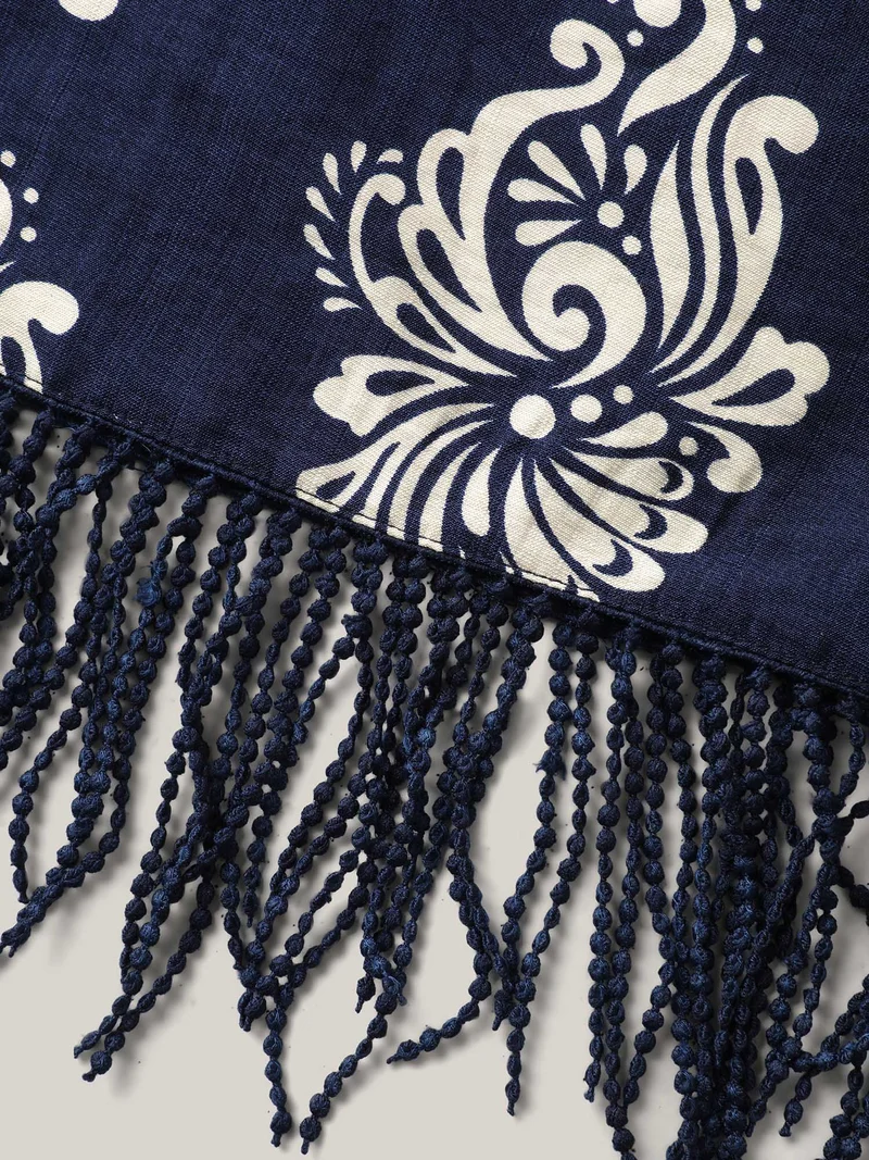 Boho Print Tassels Hem Kimono