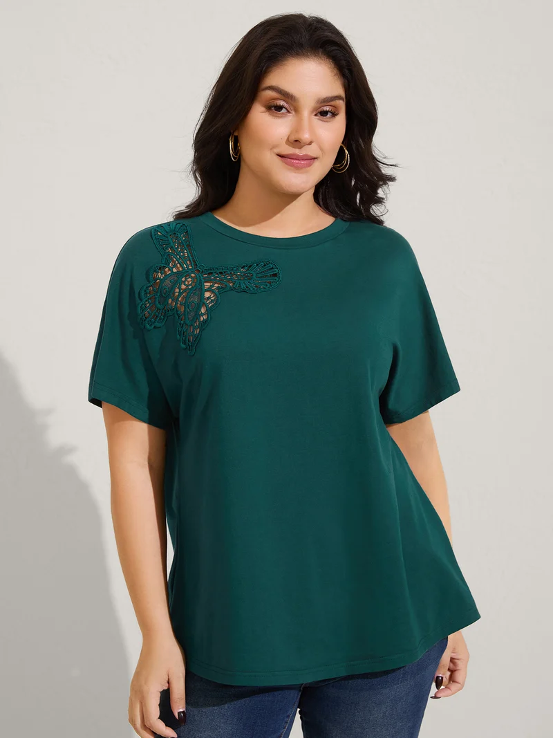 Pure Cotton Butterfly Cut-Out T-Shirt