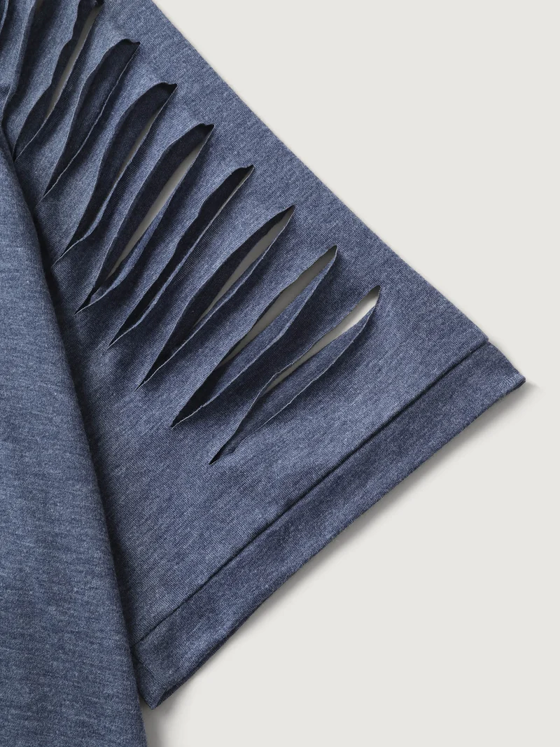 Cut-Out Sleeve V Neck T-Shirt