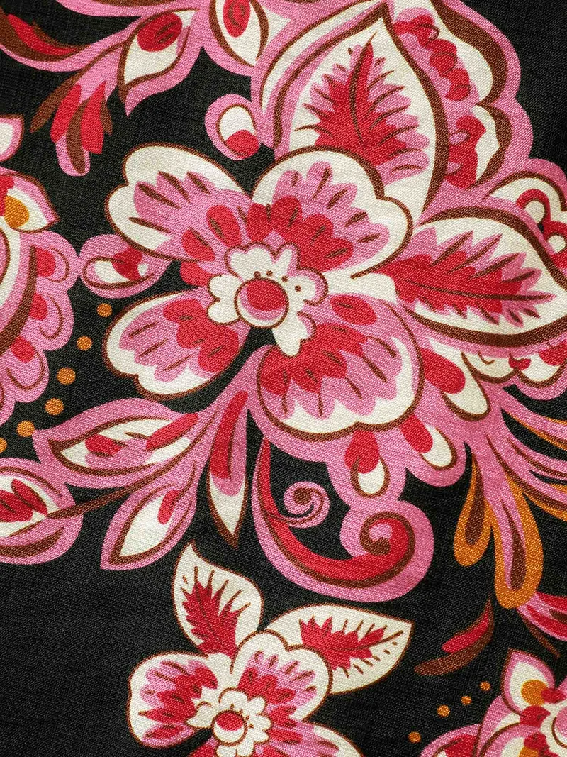 Paisley Print Stretchy Waist Pockets Midi Dress