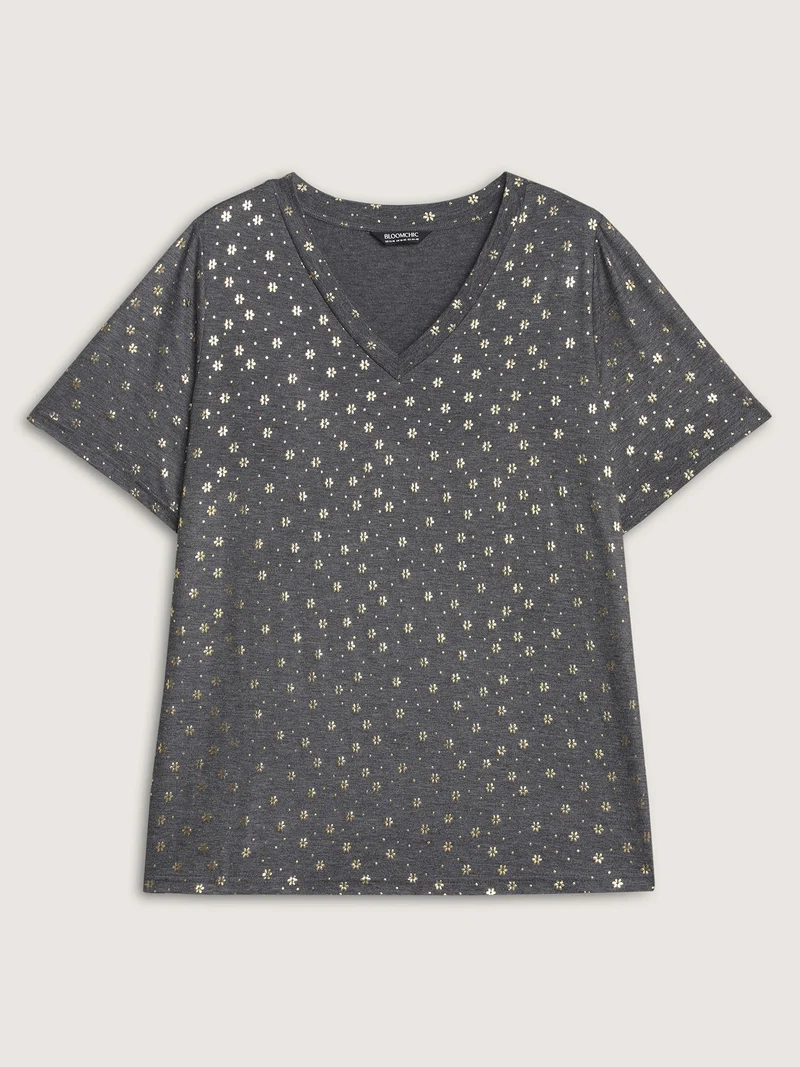 Supersoft Stretchy Gold Floral T-Shirt