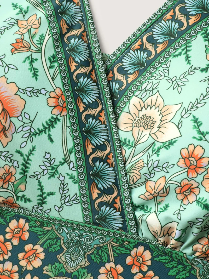 Breezy Floral Print Ruffled Swim Top