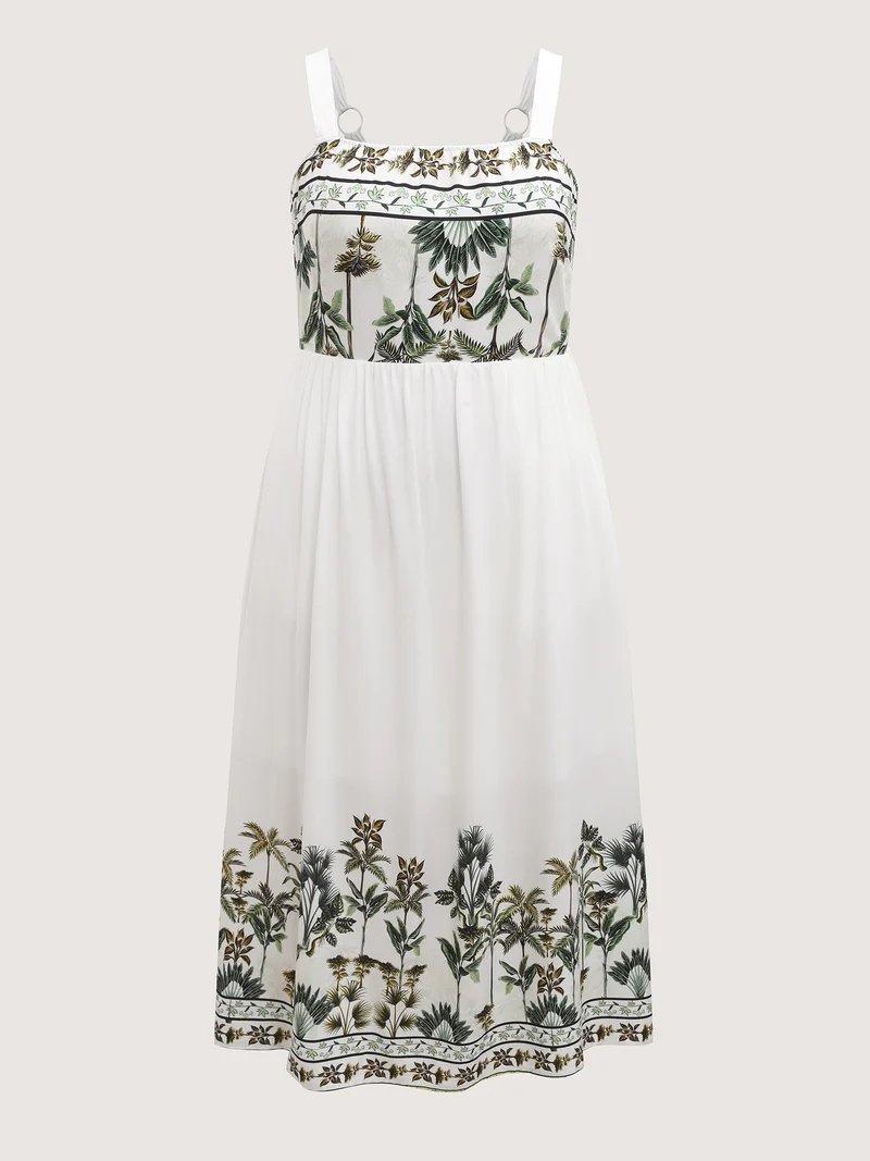Rayon Tropical Paradise Pockets Midi Dress