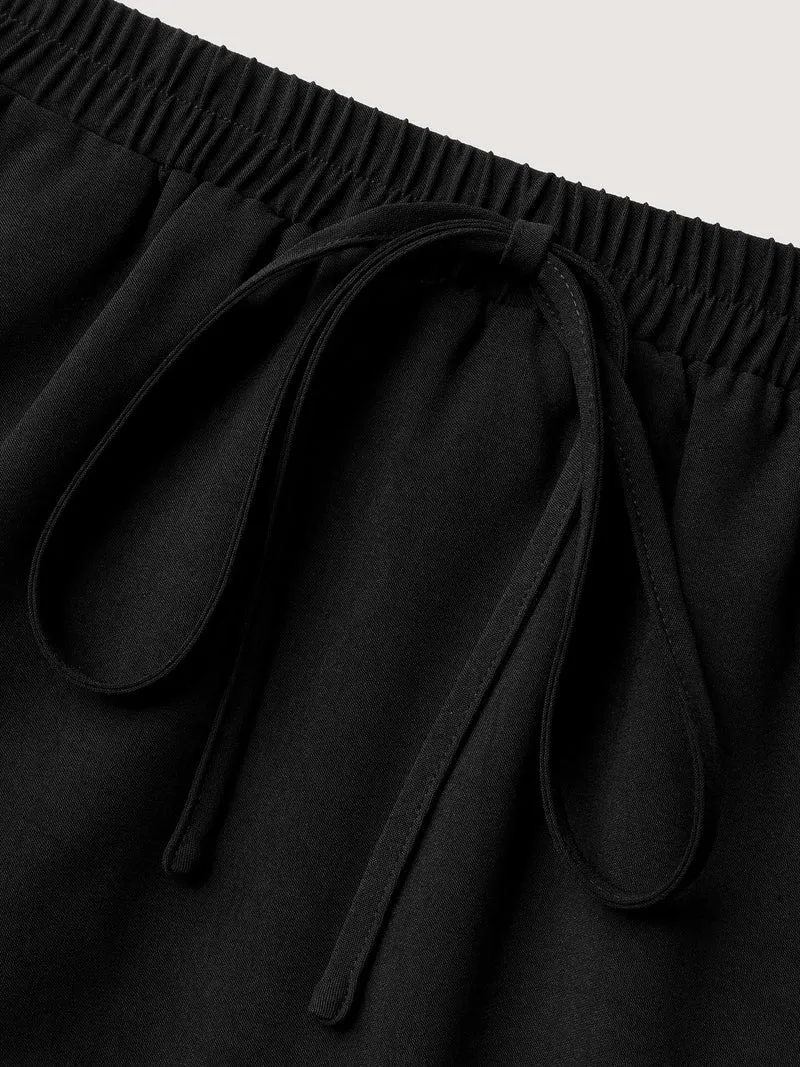 Tiered Waist-Tie A-Line Midi Skirt