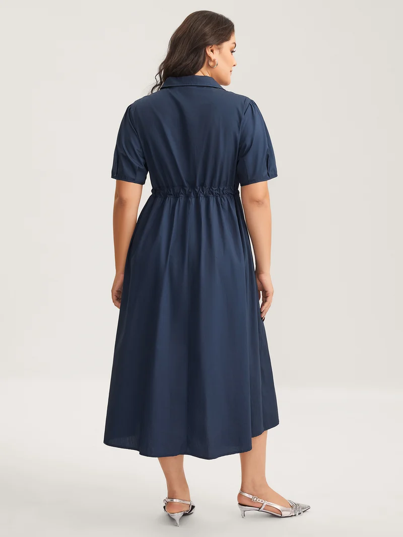 Pure Cotton Glide Lock Zipper Midi Dress