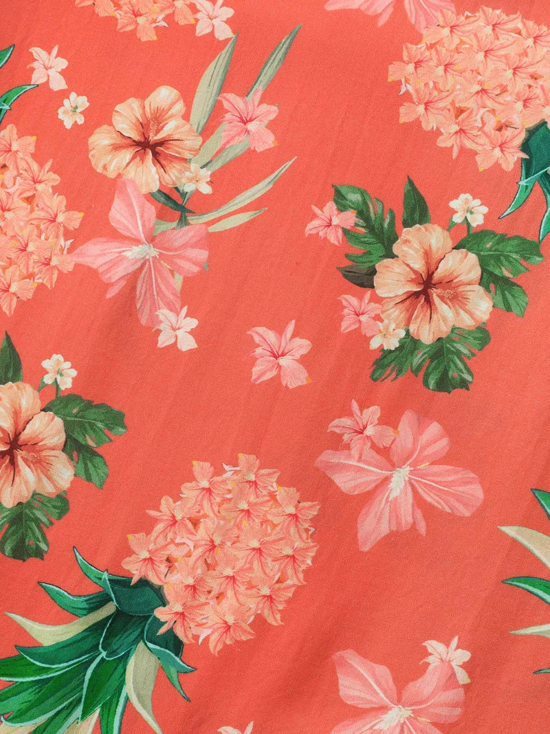 Fruity Floral Print Square Neck Midi Dress