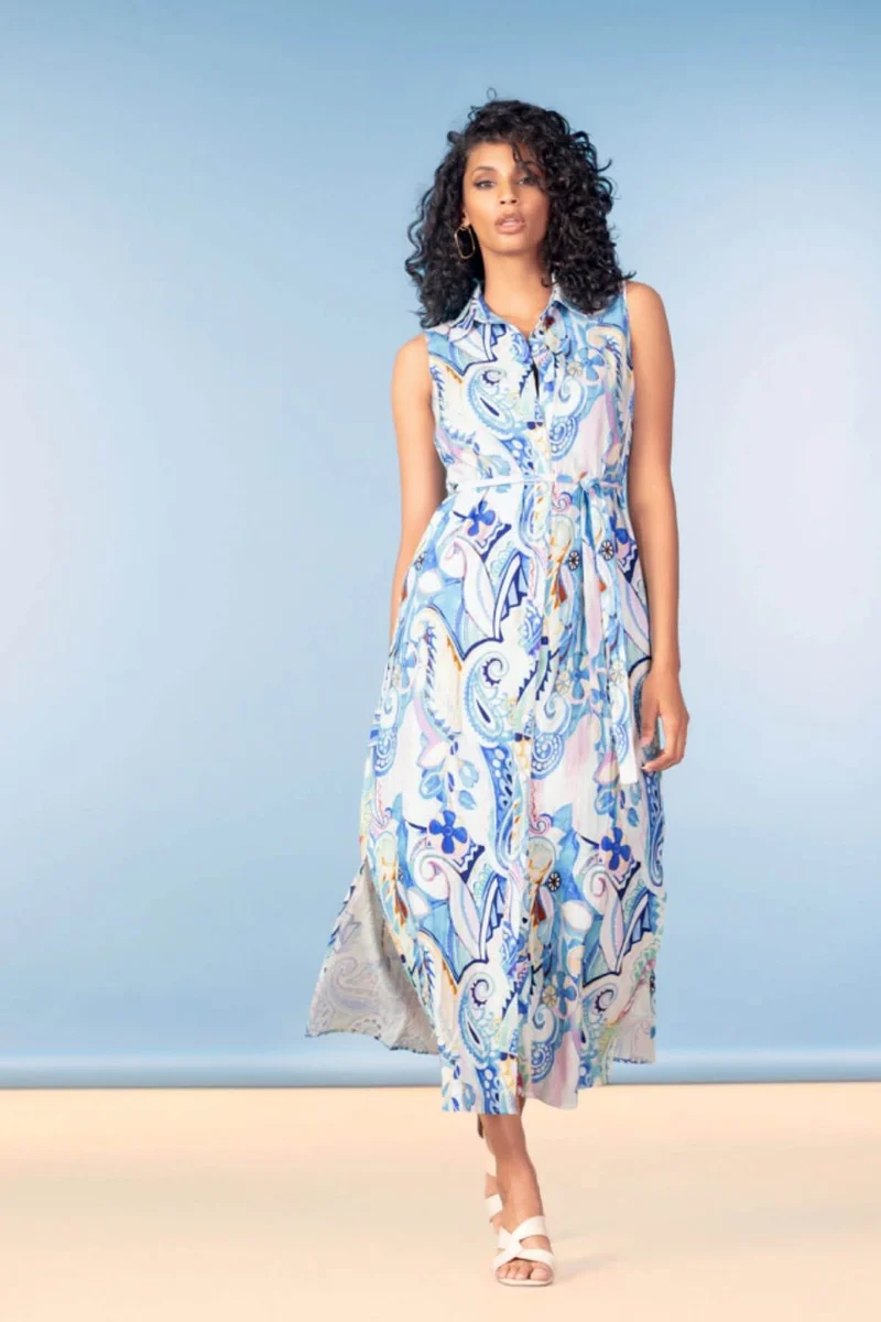 Robe col chemisier à imprimé fluide