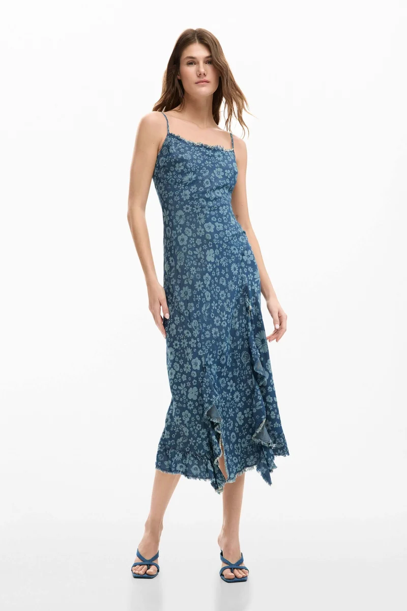 Robe à volants en denim