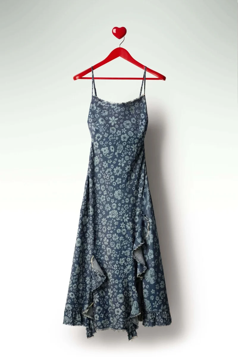 Robe à volants en denim