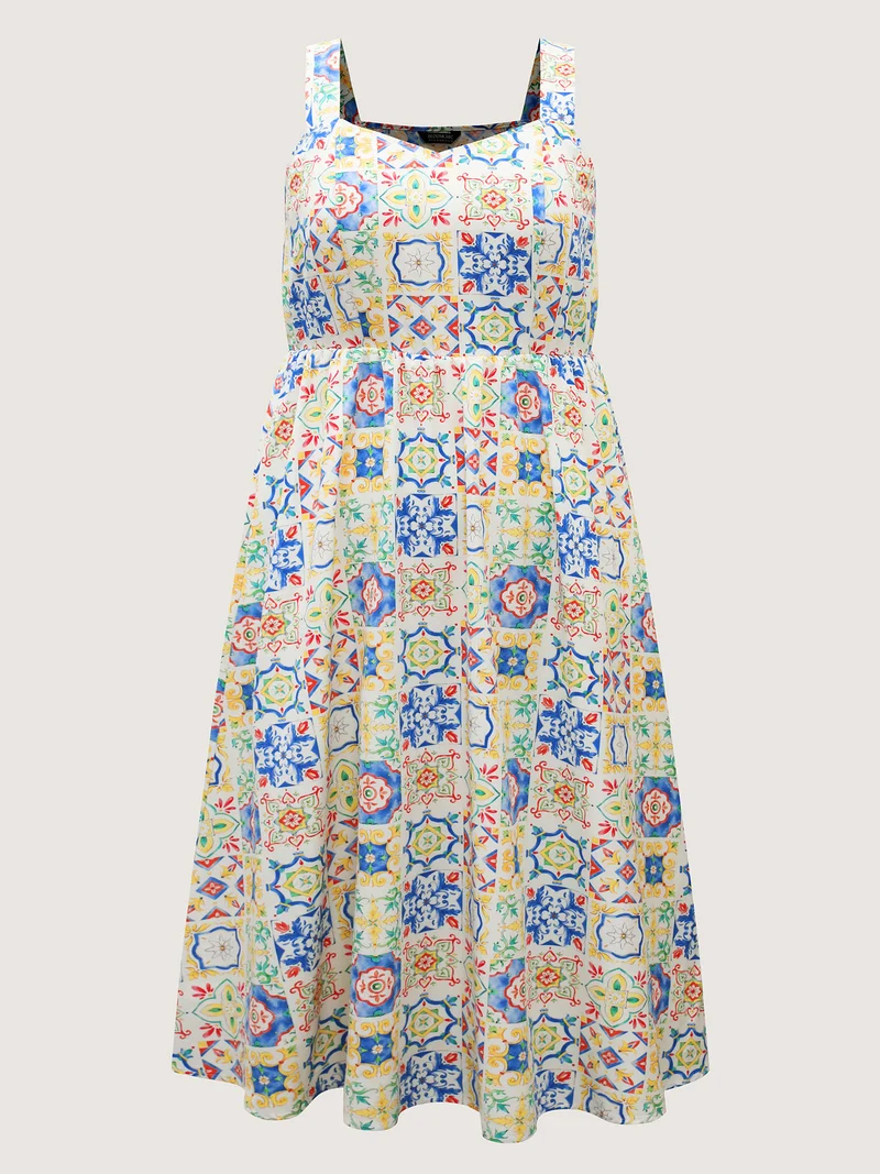 Floral Collage Pockets Cami Midi Dress