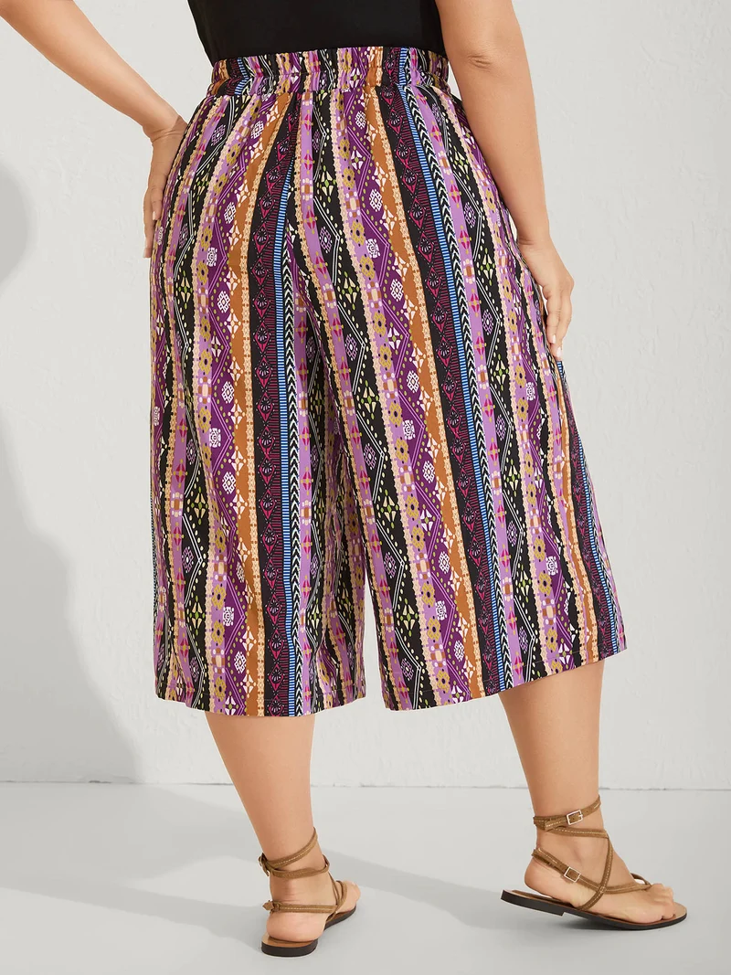 Boho Colorful Stripes Wide-Leg Pants