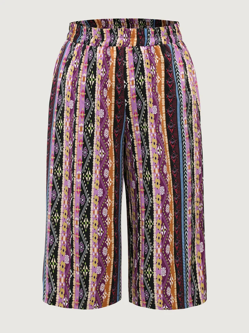 Boho Colorful Stripes Wide-Leg Pants