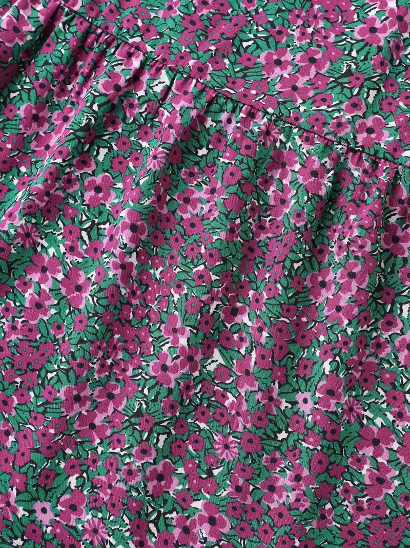 Floral Print V-Neck Tiered Midi Dress