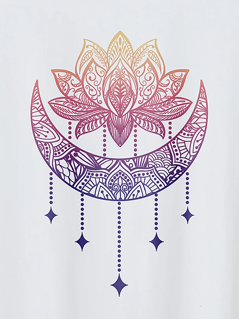 Midnight Bloom Print Round Neck T-Shirt